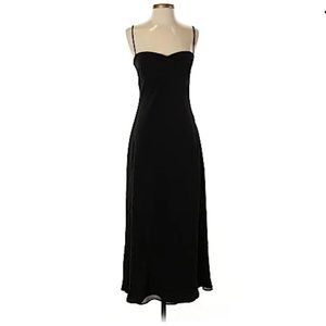 Armani Collezioni Black Strappy Mid-Length Silk Dress Back Cut Out - Large Sz 12